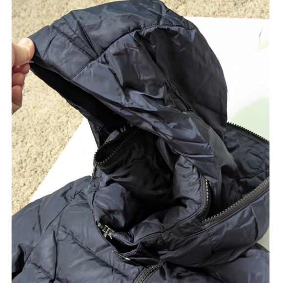 Happy Goat Lucky Down Puffer Coat Long Full Zip Belted Neckline Hooded Winter - Picture 4 of 6